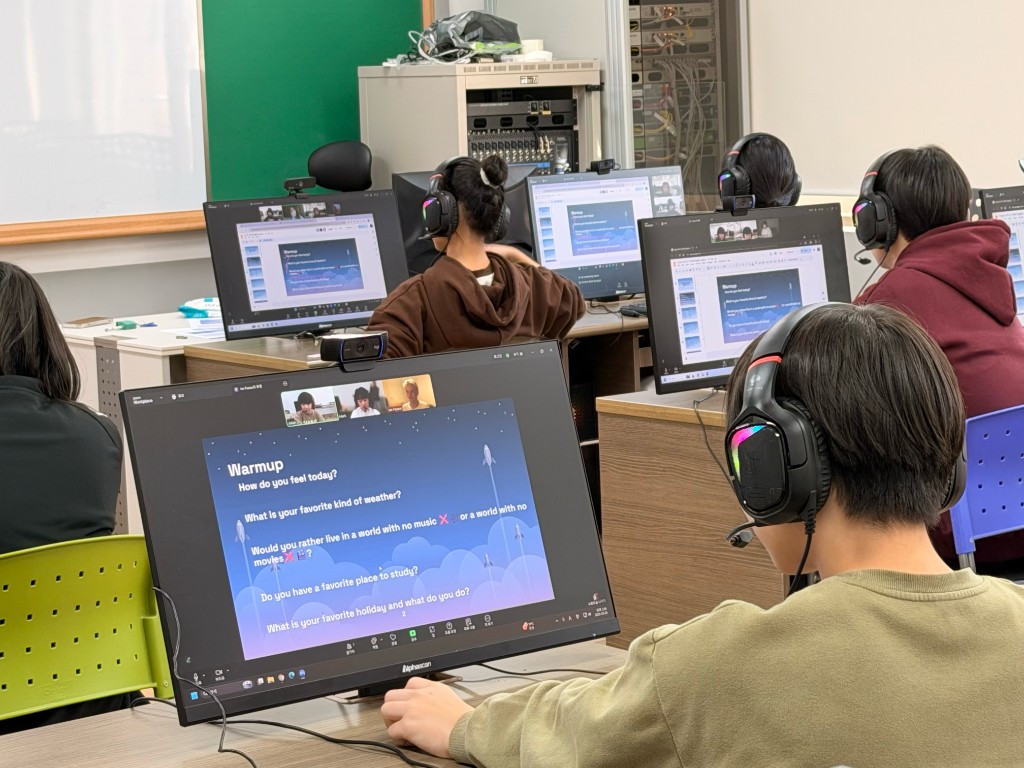 Close-up of a student during warmup questions